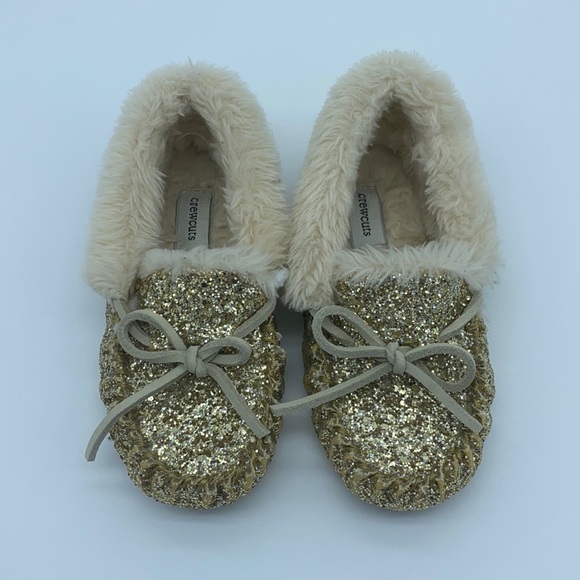 Crewcuts Girls' Glitter-Covered Moccasin Slippers Size K13 - Picture 1 of 12